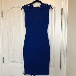 Electric Blue Ponte knit cutout dress